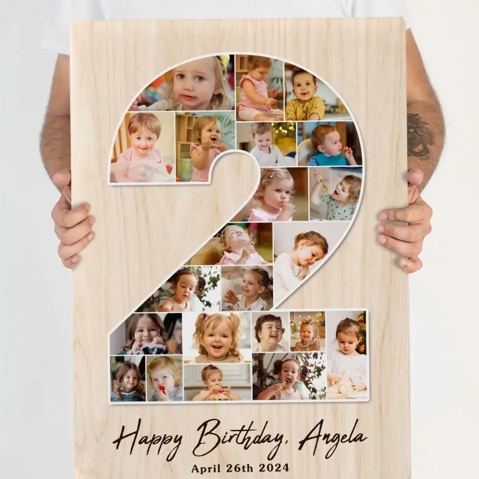 2 Years Old Birthday Gift for Girls Boys Happy Birthday Wall Art Canvas Poster for Daughter Granddaughter Niece