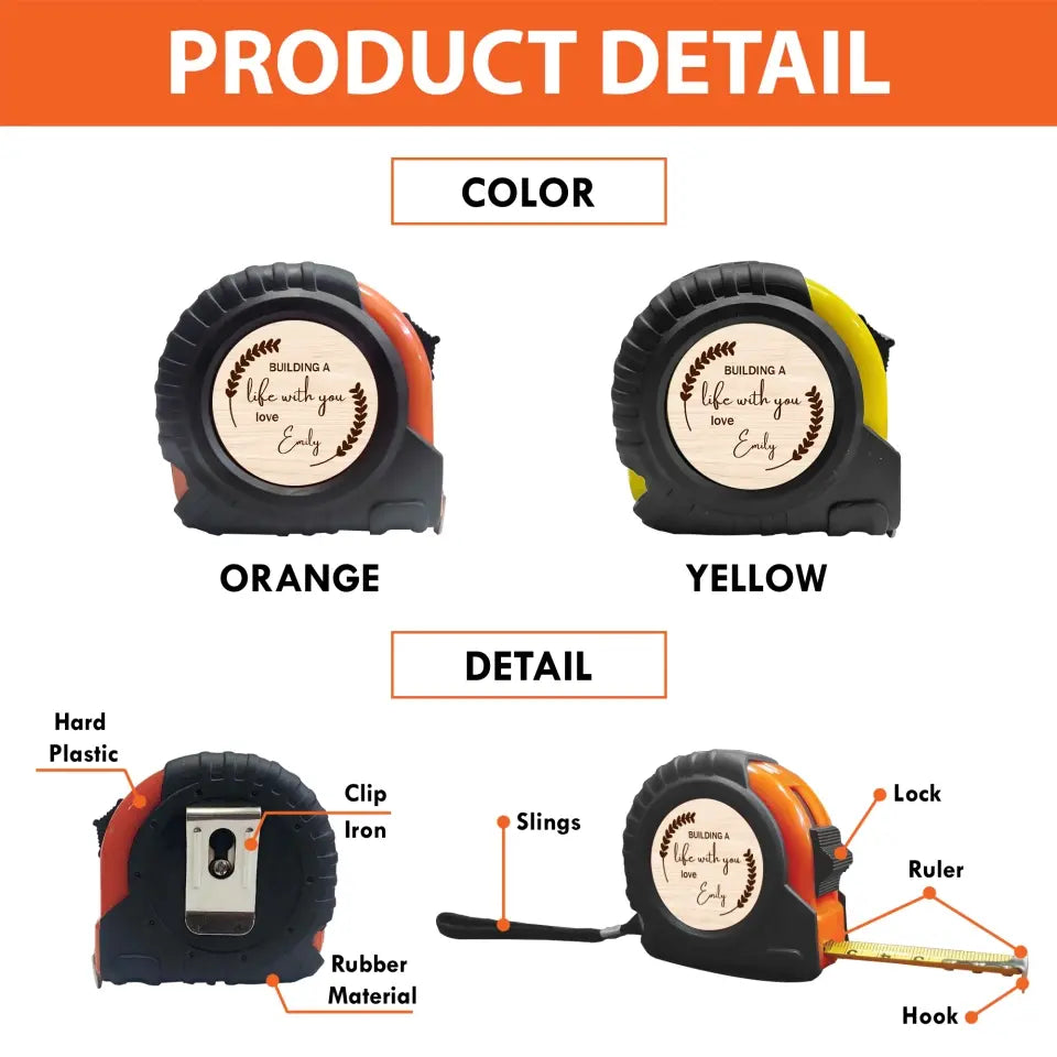 Building a Life with You Anniversary Gift  for Him Tape Measure 3 Styles Quotes