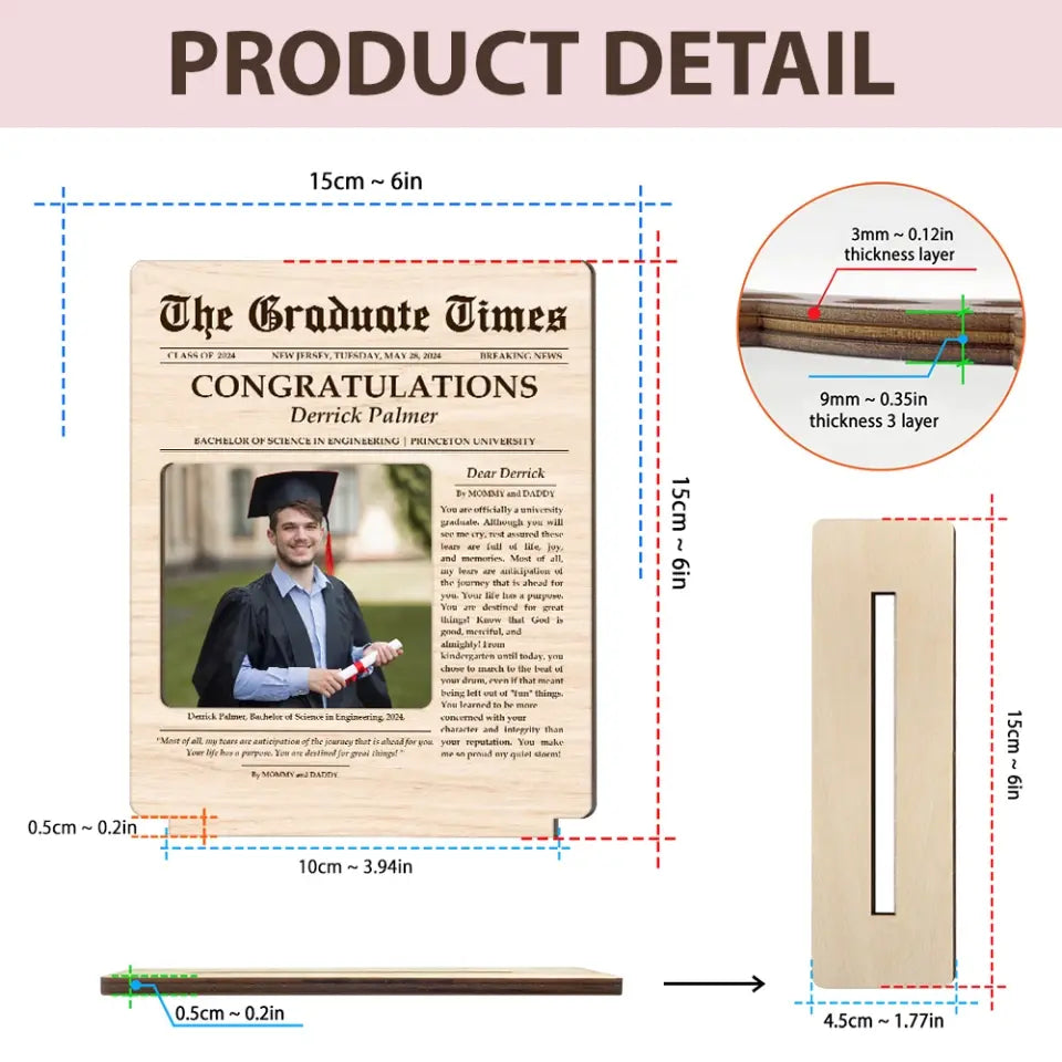 Breaking News Parody Graduate Wooden Plaque Graduation Gifts for Son Daughter Friends