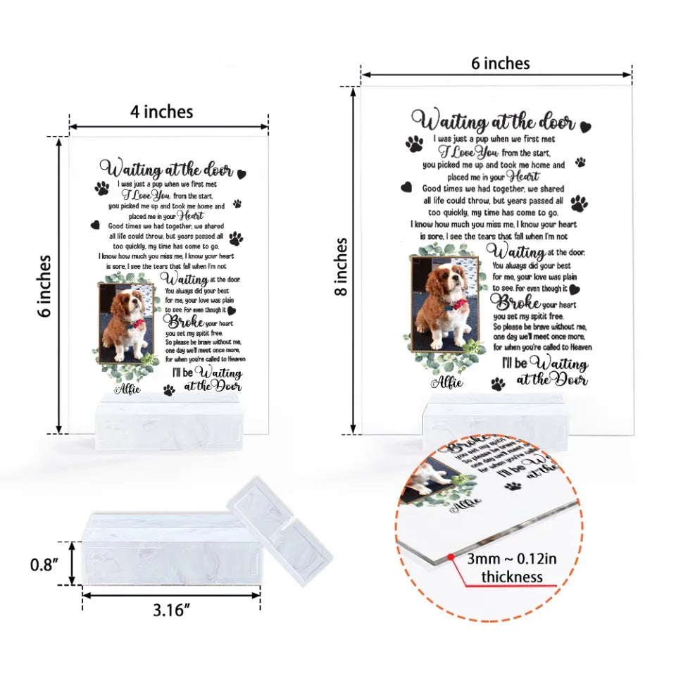 Waiting At The Door, Personalized Acrylic Plaque, Custom Name and Photo, Memorial Gift For Pet Owners
