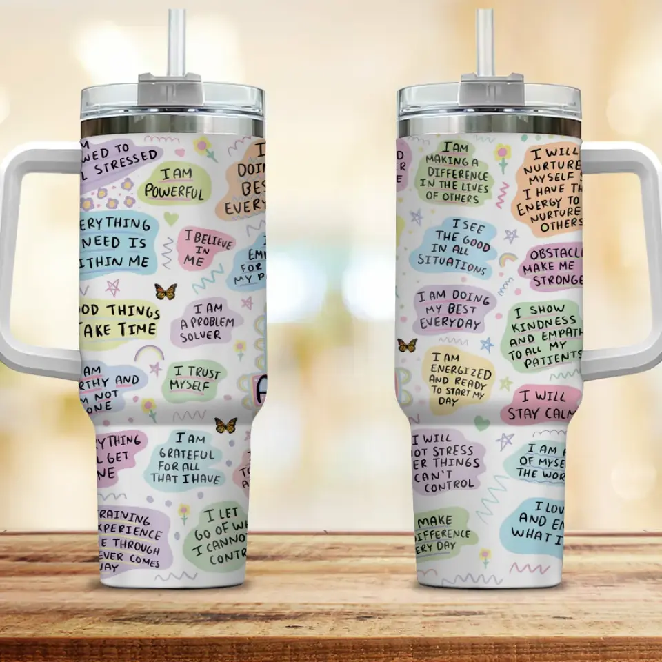 Medical Student Daily Affirmations Y2K 40oz Tumbler with Handle Birthday Graduation Gifts