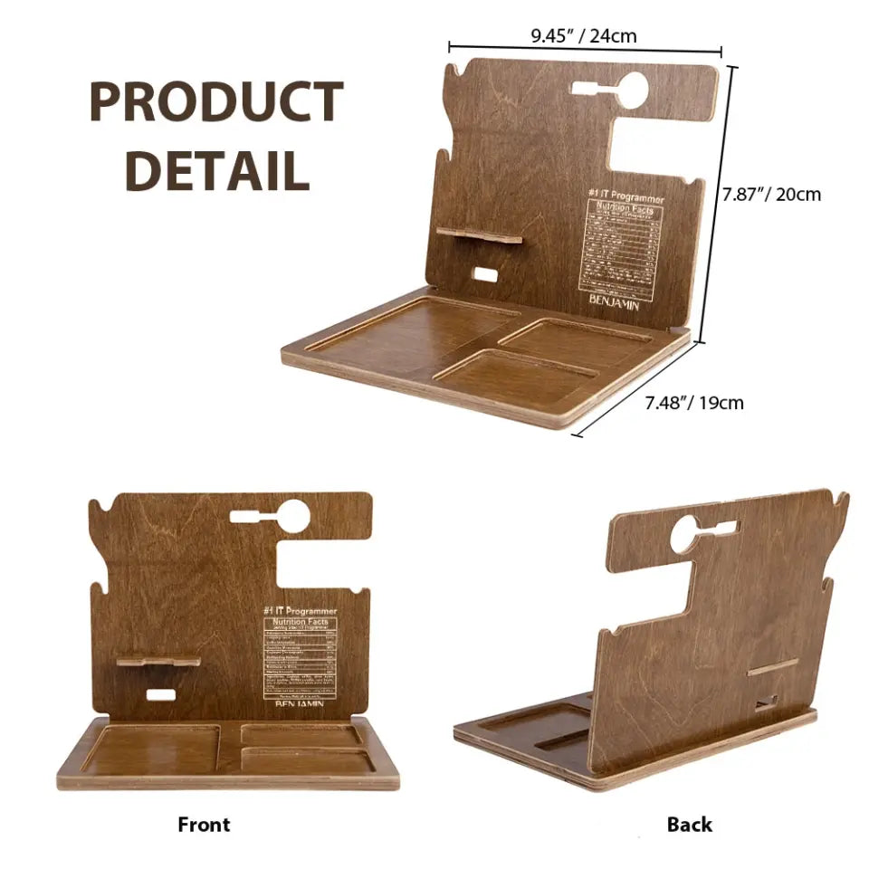 #1 IT Programmer Nutrition Facts Personalized Desk Organizer, Coder Dock Station Organizer, Birthday Promotion Gift