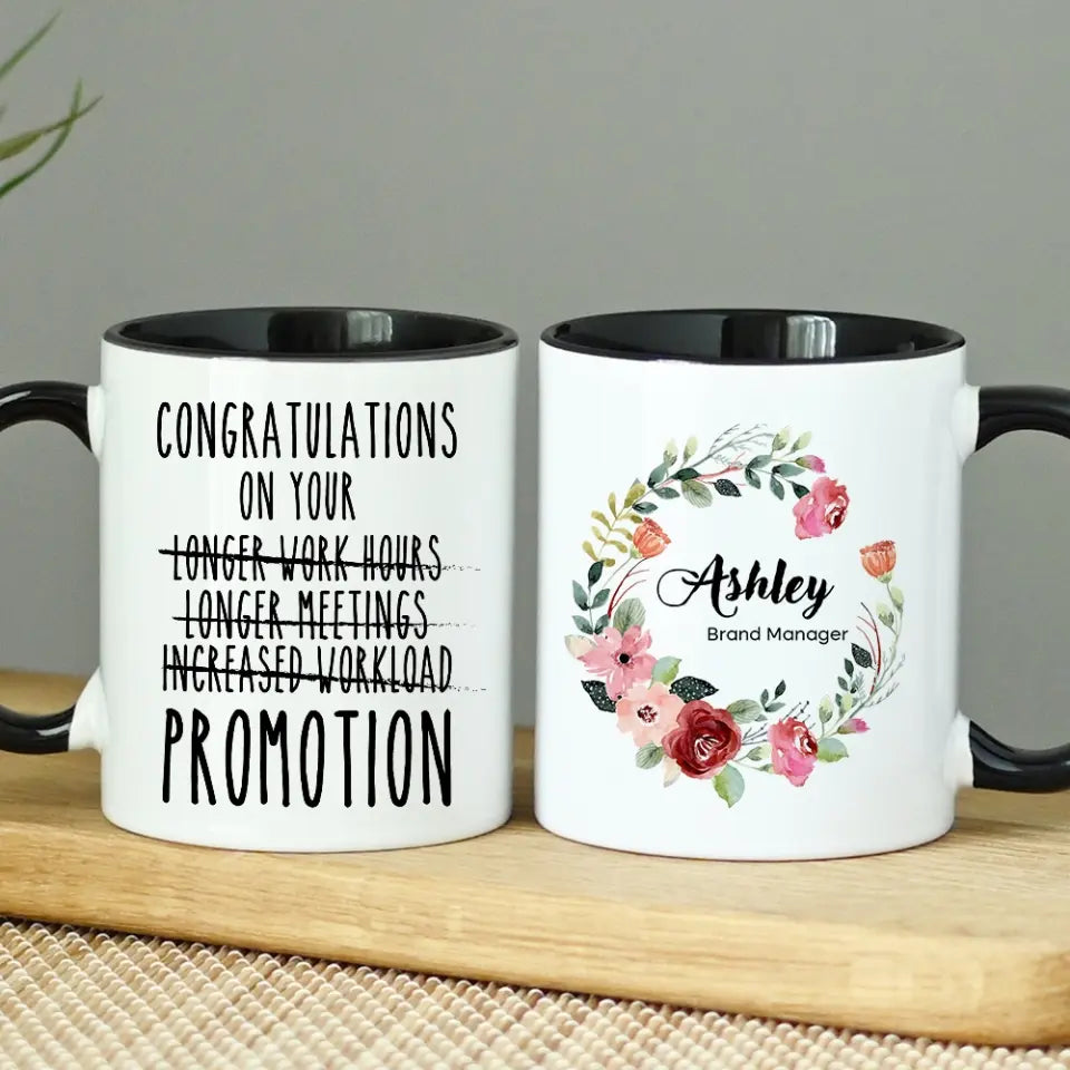 Floral Congratulation on Your Promotion Gift for Coworker Mentor Accent Mug