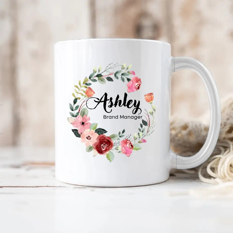 Floral Congratulation on Your Promotion Gift for Coworker Mentor Accent Mug