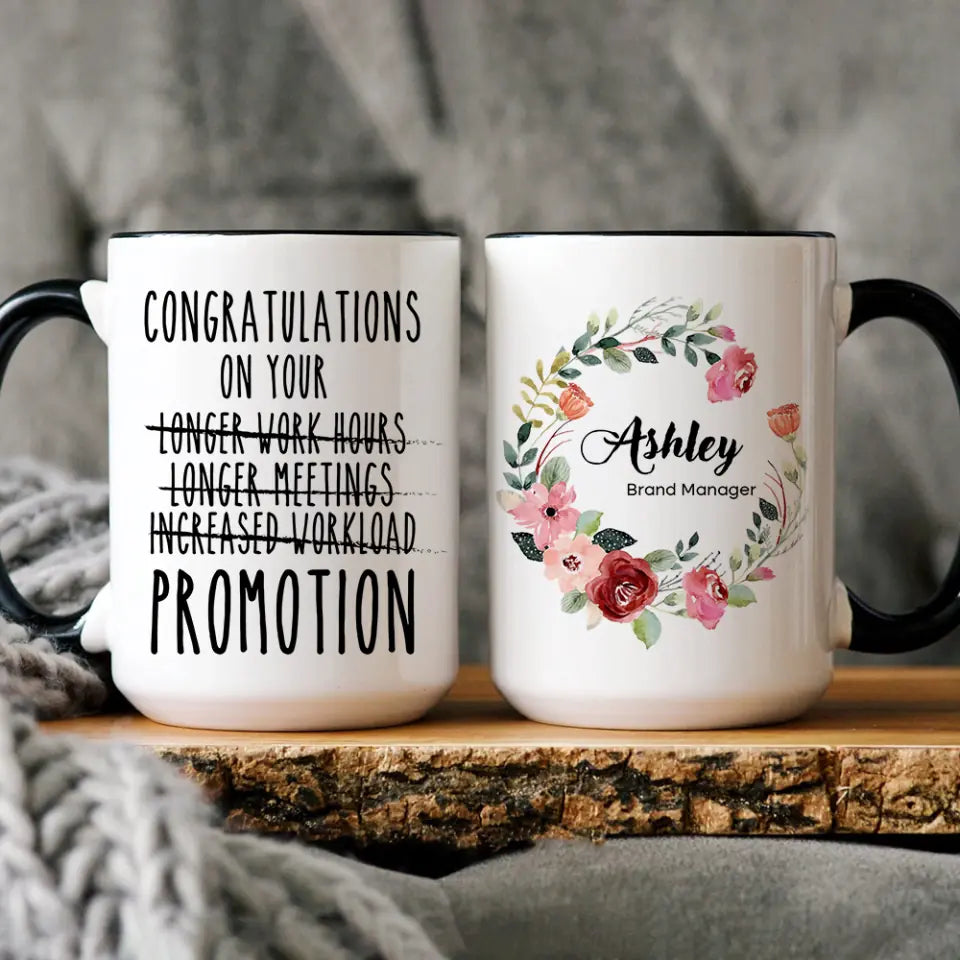 Floral Congratulation on Your Promotion Gift for Coworker Mentor Accent Mug