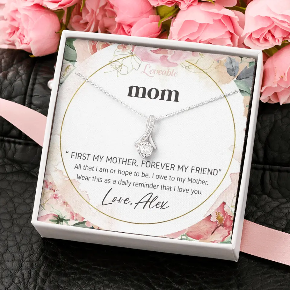 Mom First Mother Forever Friend Daily Reminder that I Love You Necklace for Mommy from Kid