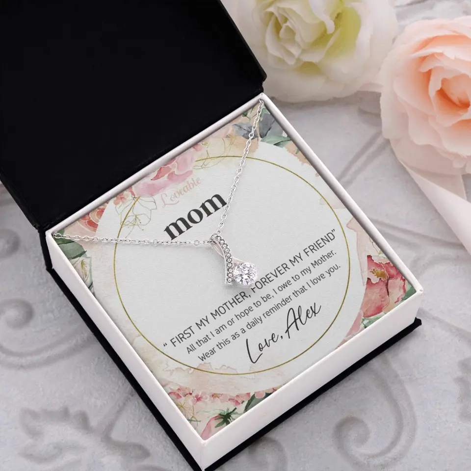 Mom First Mother Forever Friend Daily Reminder that I Love You Necklace for Mommy from Kid