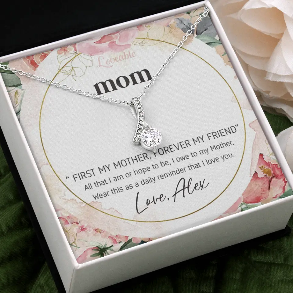 Mom First Mother Forever Friend Daily Reminder that I Love You Necklace for Mommy from Kid