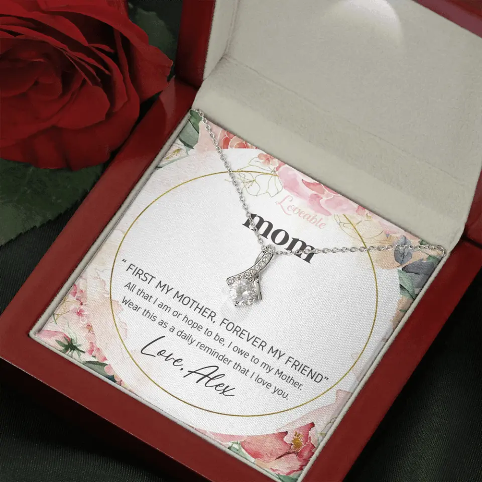 Mom First Mother Forever Friend Daily Reminder that I Love You Necklace for Mommy from Kid