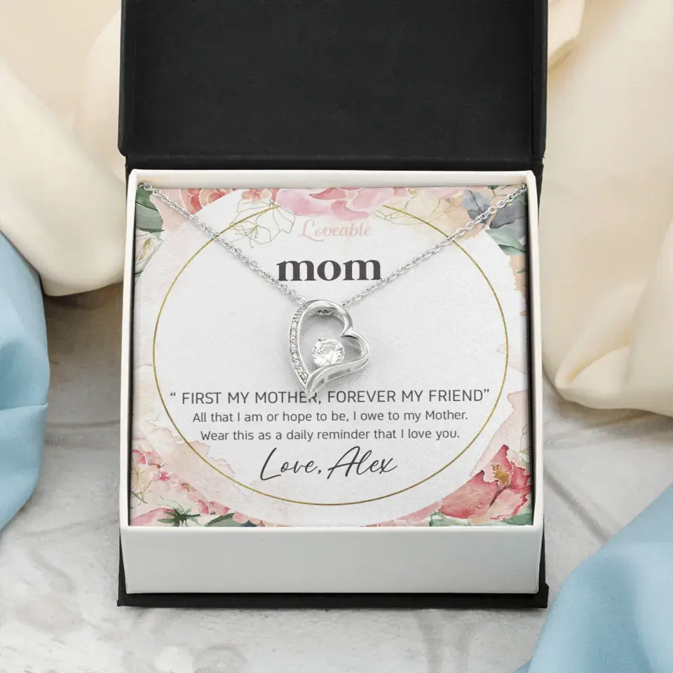 Mom First Mother Forever Friend Daily Reminder that I Love You Necklace for Mommy from Kid
