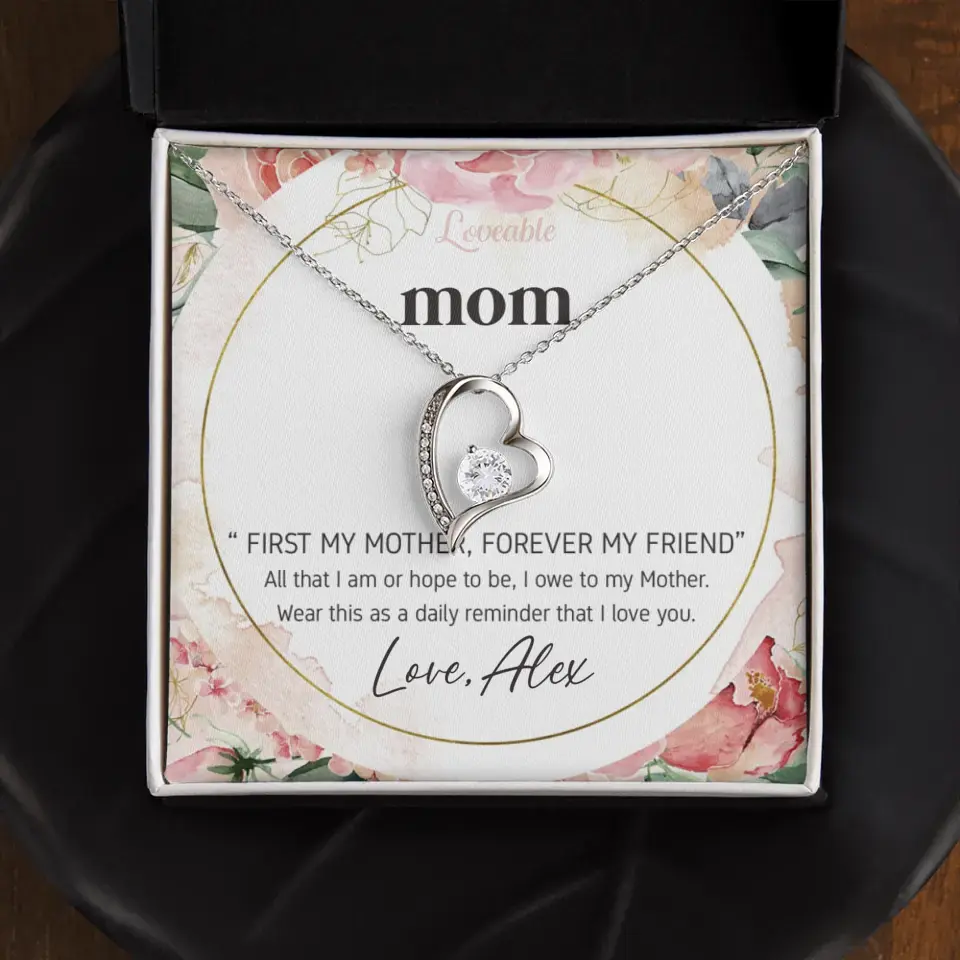 Mom First Mother Forever Friend Daily Reminder that I Love You Necklace for Mommy from Kid