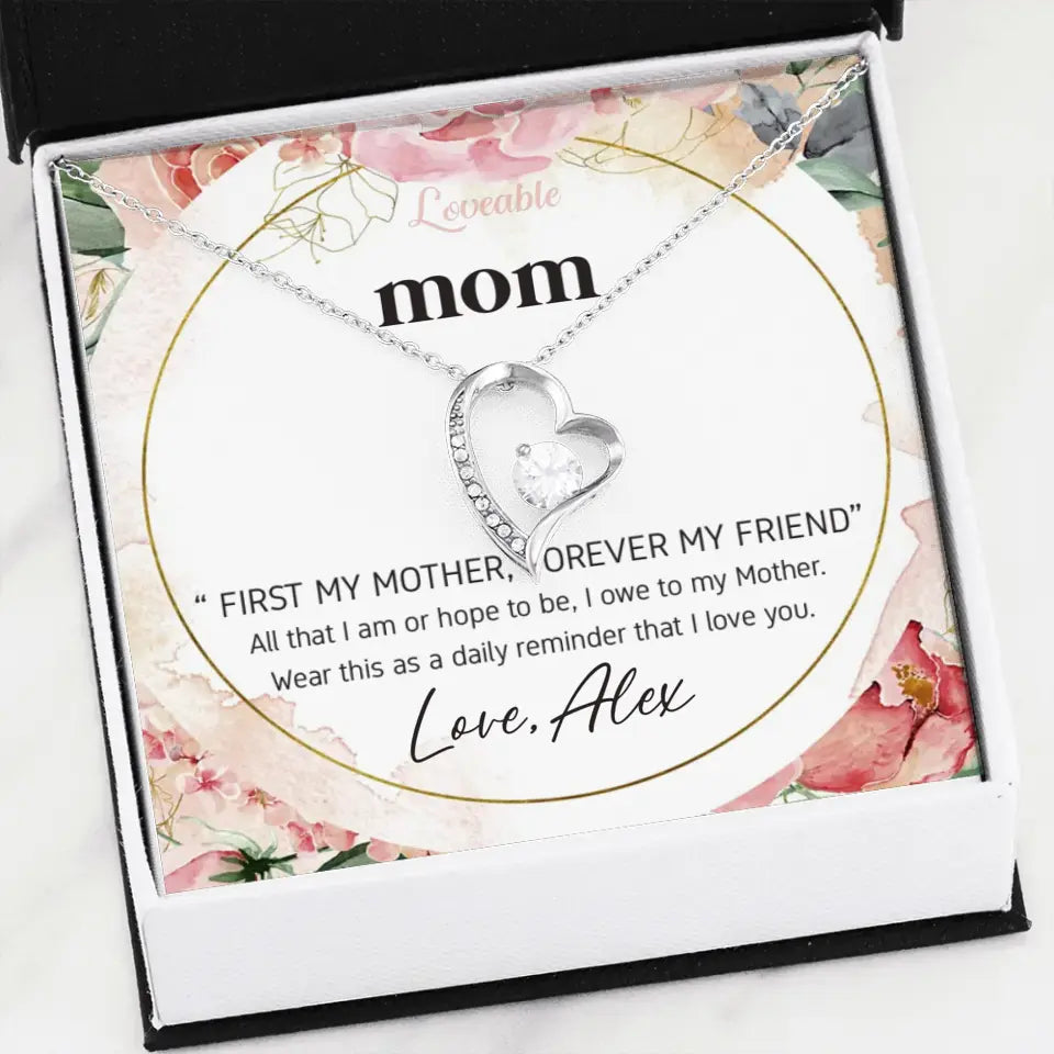 Mom First Mother Forever Friend Daily Reminder that I Love You Necklace for Mommy from Kid
