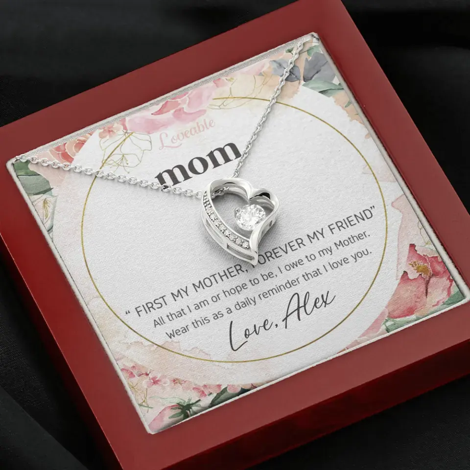 Mom First Mother Forever Friend Daily Reminder that I Love You Necklace for Mommy from Kid
