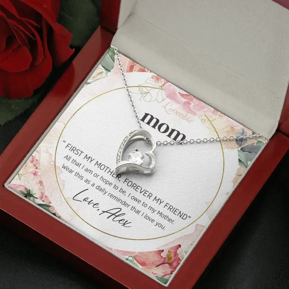 Mom First Mother Forever Friend Daily Reminder that I Love You Necklace for Mommy from Kid