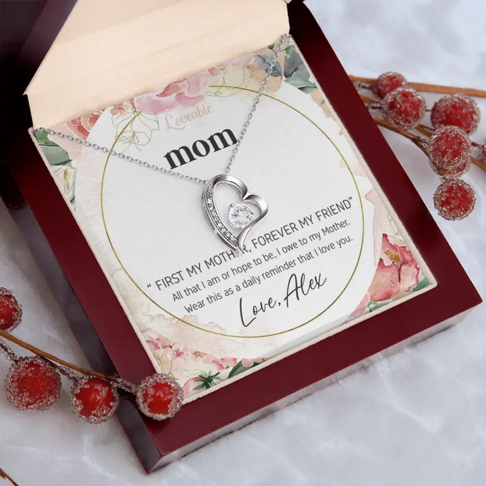 Mom First Mother Forever Friend Daily Reminder that I Love You Necklace for Mommy from Kid