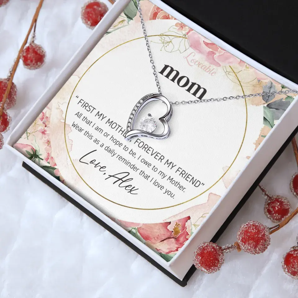 Mom First Mother Forever Friend Daily Reminder that I Love You Necklace for Mommy from Kid
