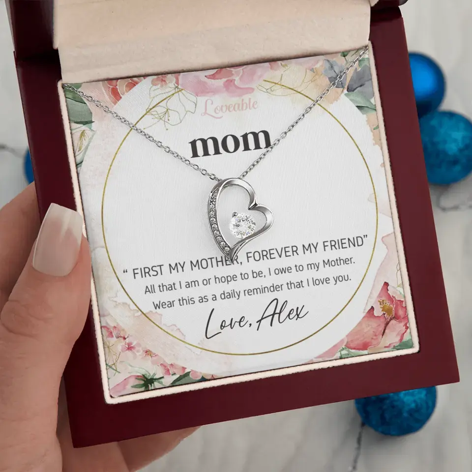 Mom First Mother Forever Friend Daily Reminder that I Love You Necklace for Mommy from Kid