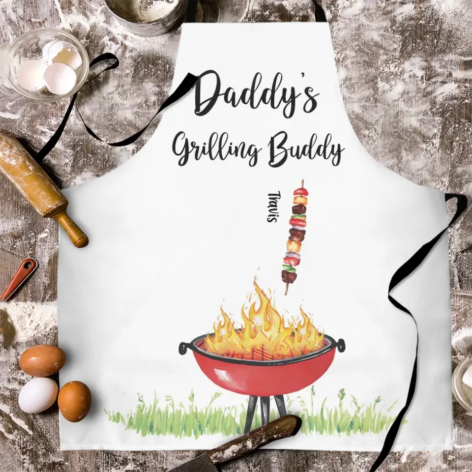 Daddy's Grilling Buddies Personalized Kid's Name Apron Birthday Father's Day Gift