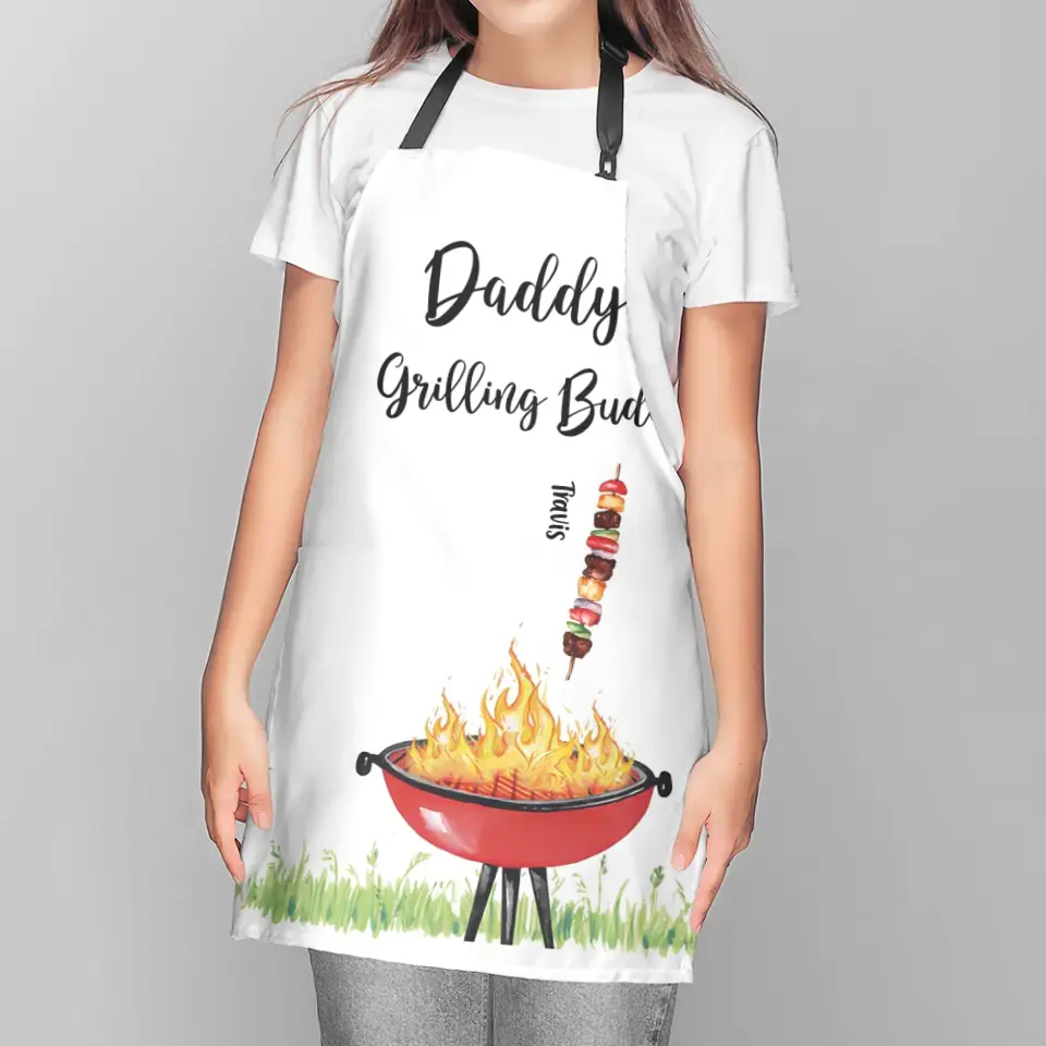 Daddy's Grilling Buddies Personalized Kid's Name Apron Birthday Father's Day Gift
