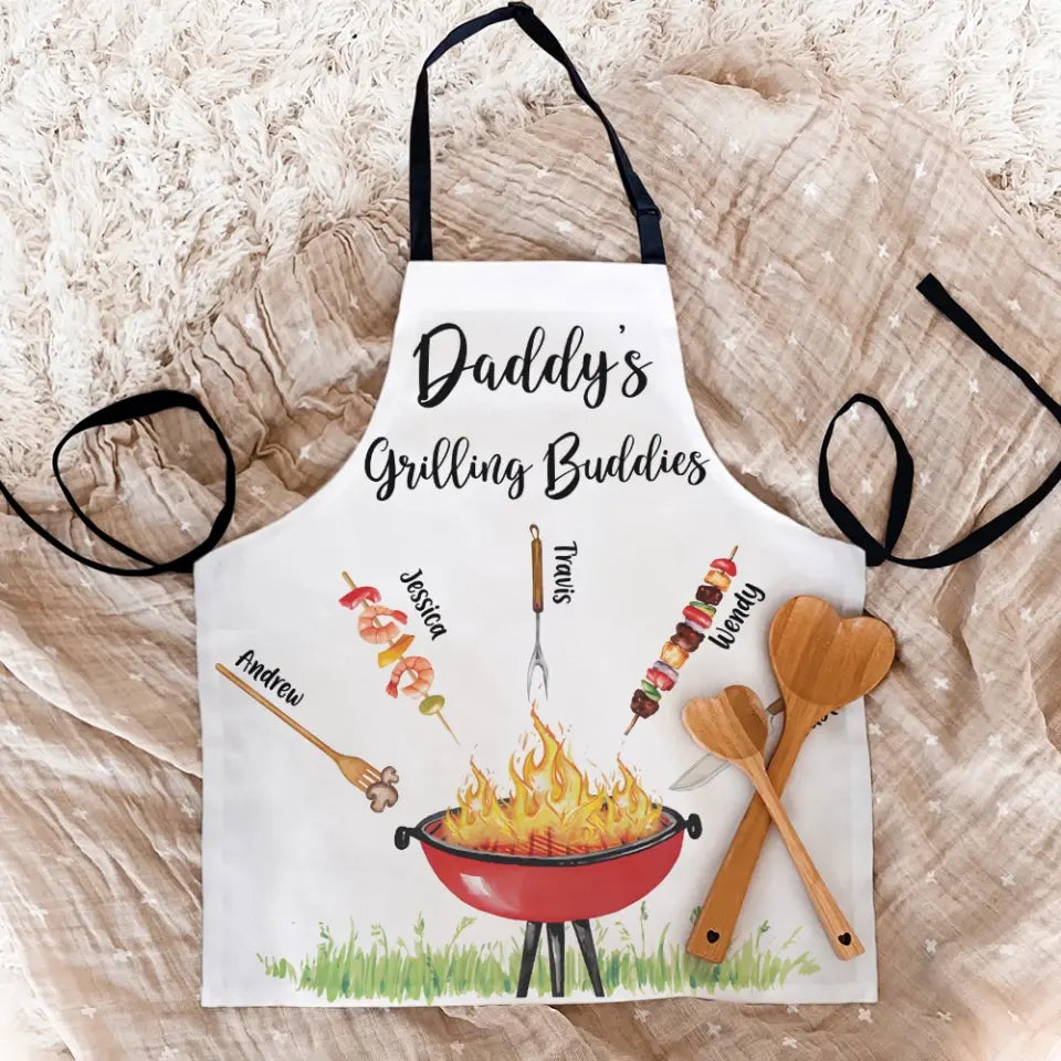 Daddy's Grilling Buddies Personalized Kid's Name Apron Birthday Father's Day Gift