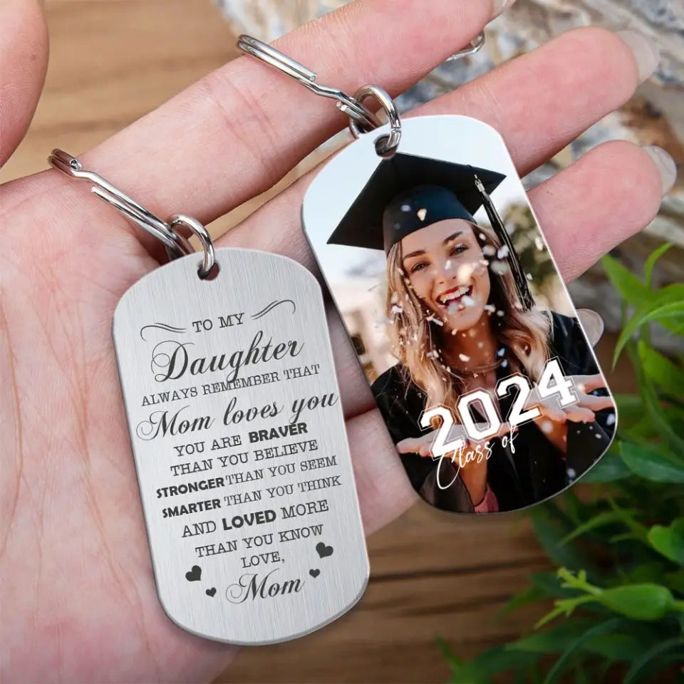 You're Braver Than You Believe, Encouraging Gift from Parent, Personalized Photo Keychain