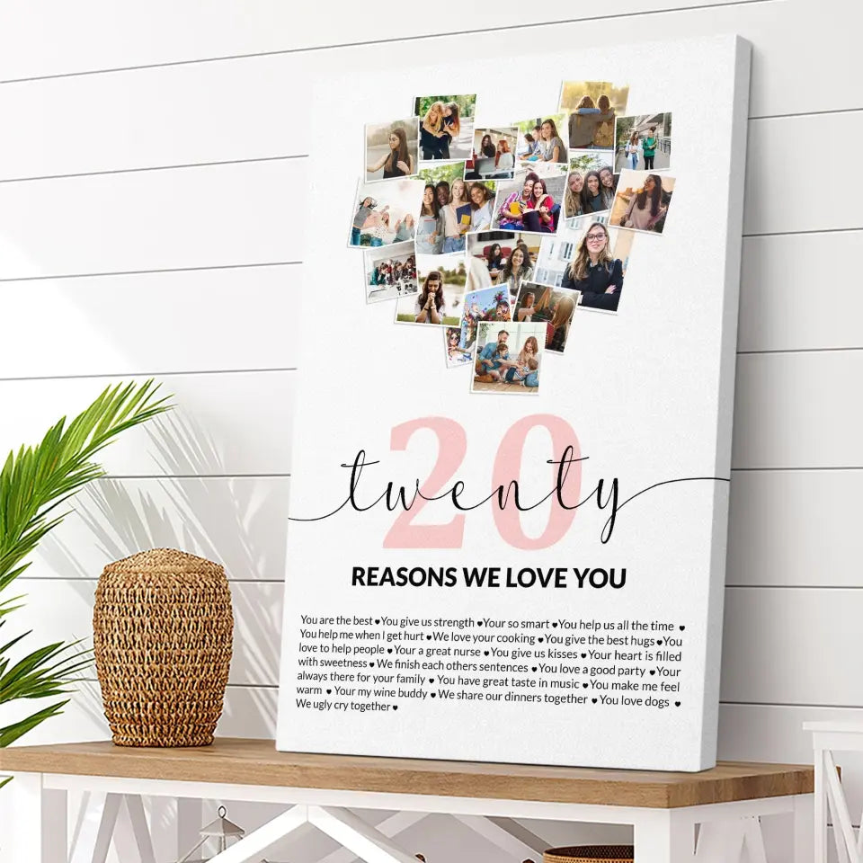 Twenty Reasons We Love You Upload Photo Canvas and Poster