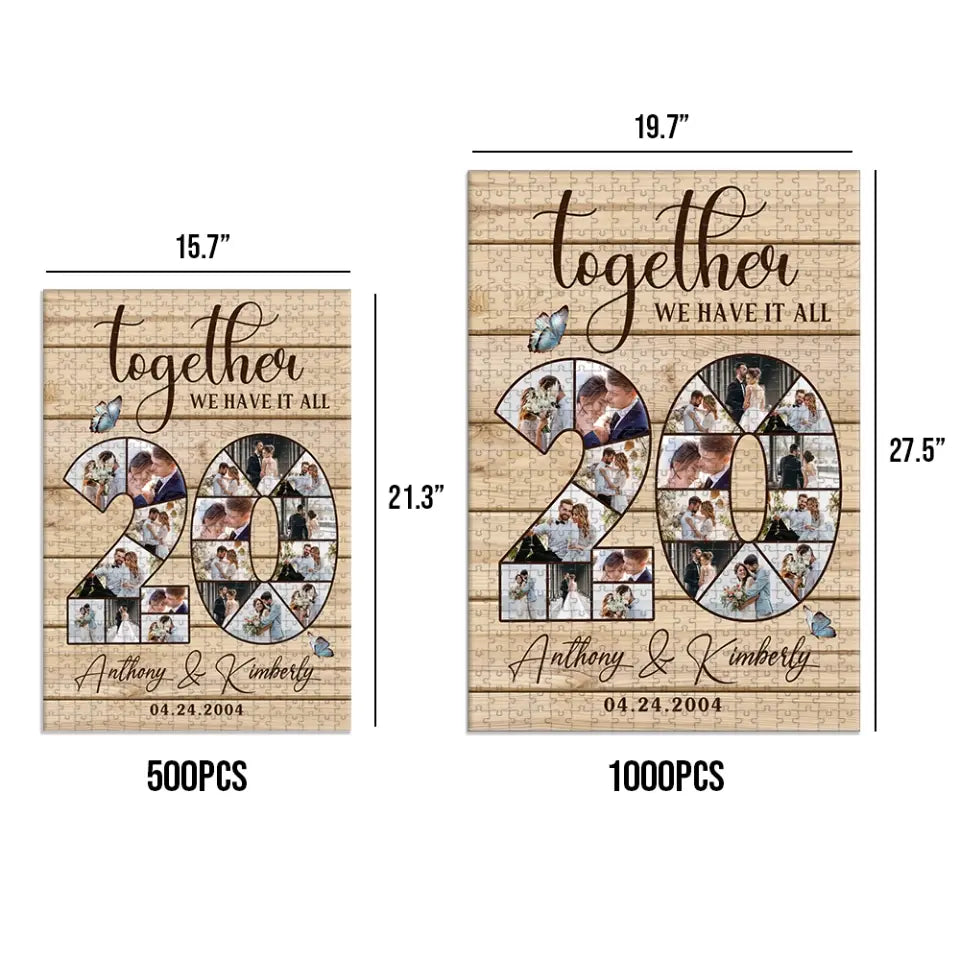 20th Anniversary Gift 20 Years Wedding Sweet Couple Gift for Husband Wife Jigsaw Puzzle