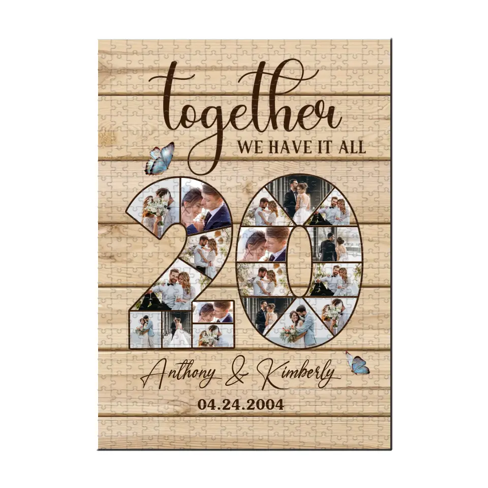 20th Anniversary Gift 20 Years Wedding Sweet Couple Gift for Husband Wife Jigsaw Puzzle