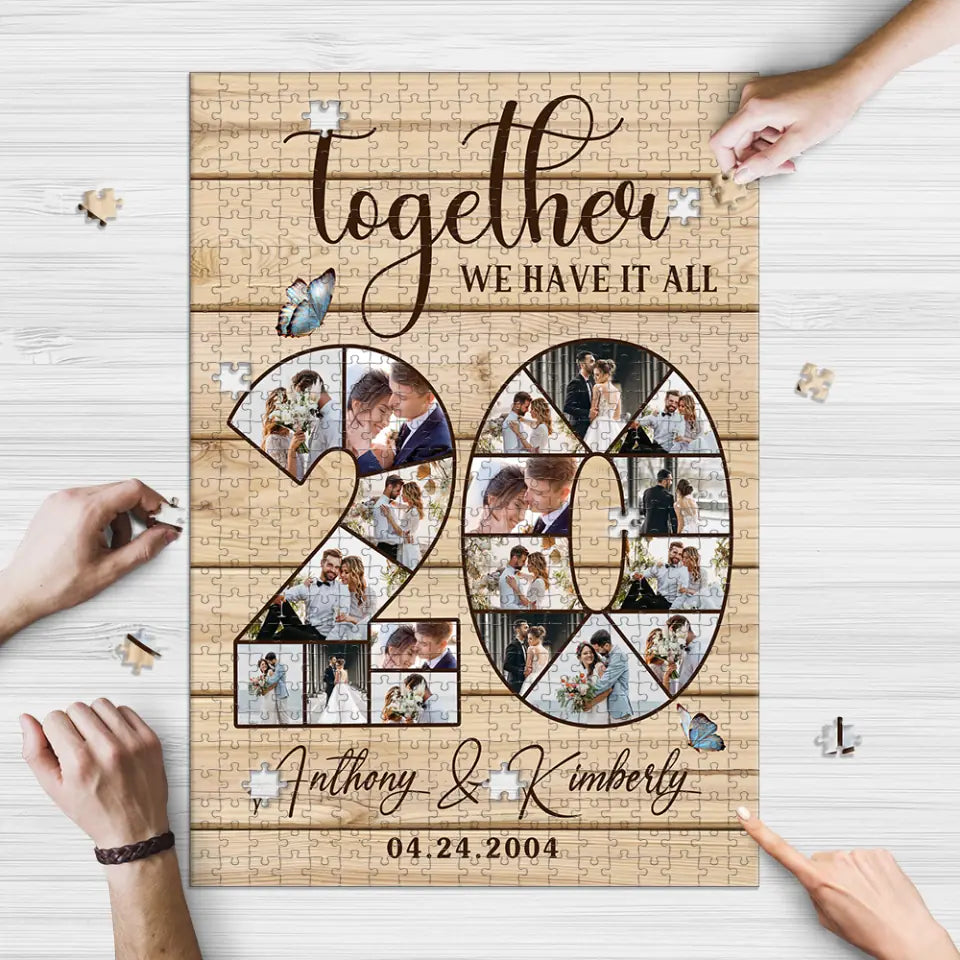 20th Anniversary Gift 20 Years Wedding Sweet Couple Gift for Husband Wife Jigsaw Puzzle