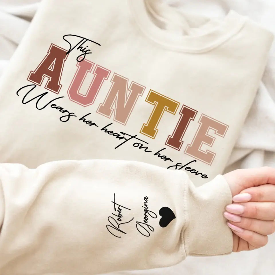 This Mama Wears Her Heart On Her Sleeve Personalized Sweatshirt