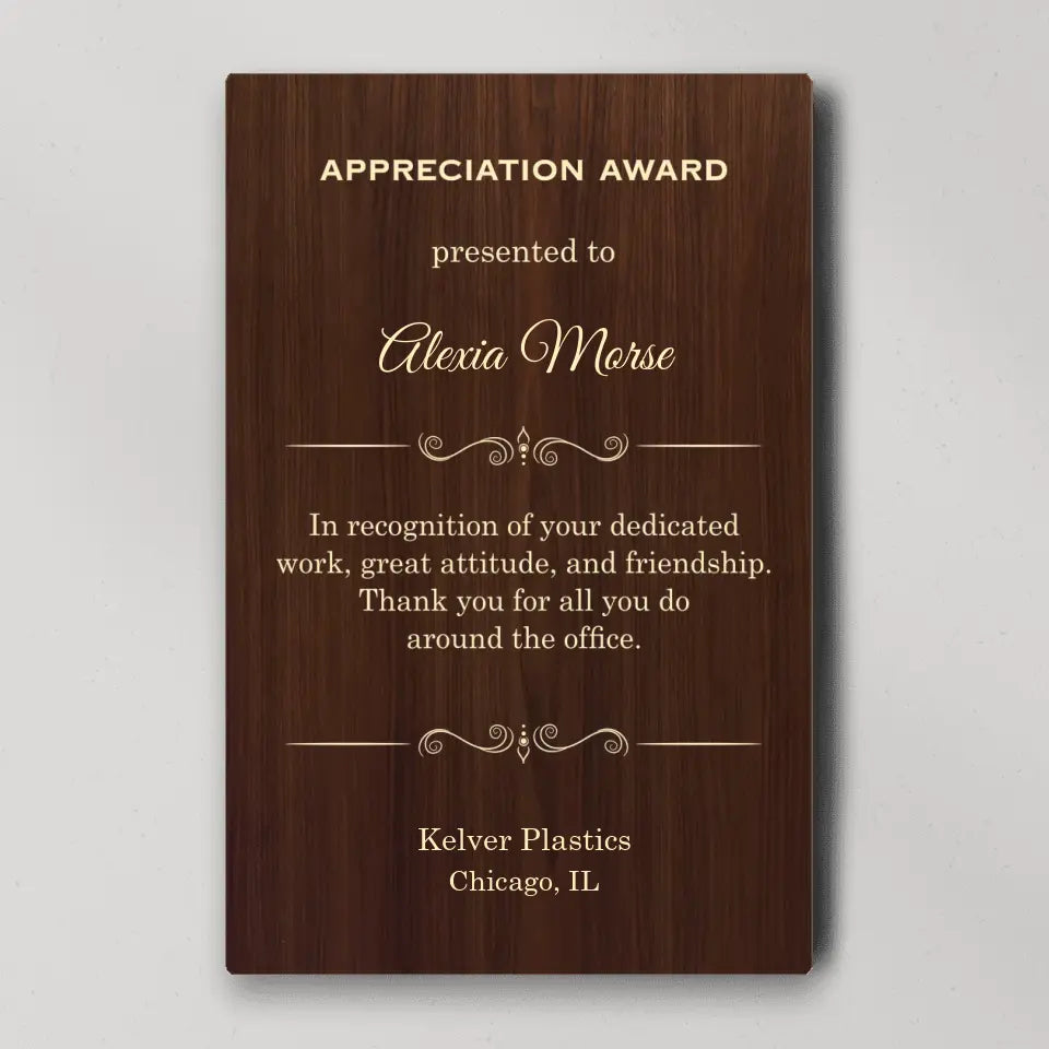 Appreciation Award Secretary Gift Personalized Canvas