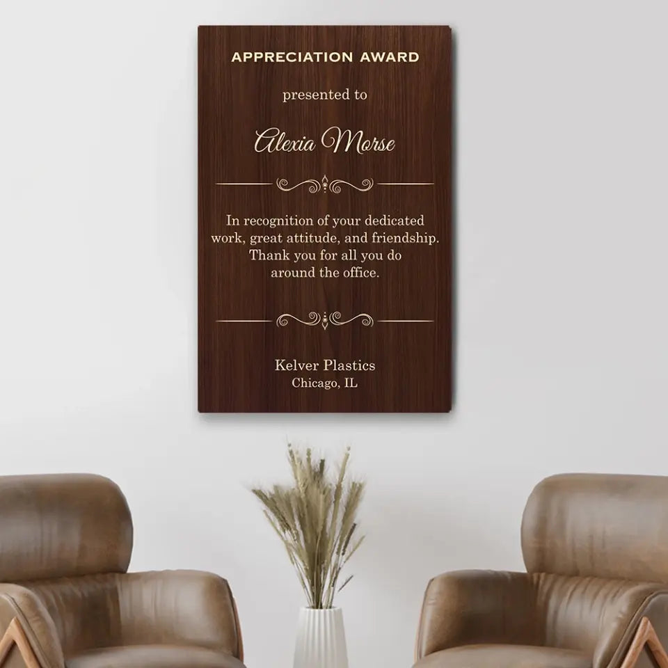 Appreciation Award Secretary Gift Personalized Canvas