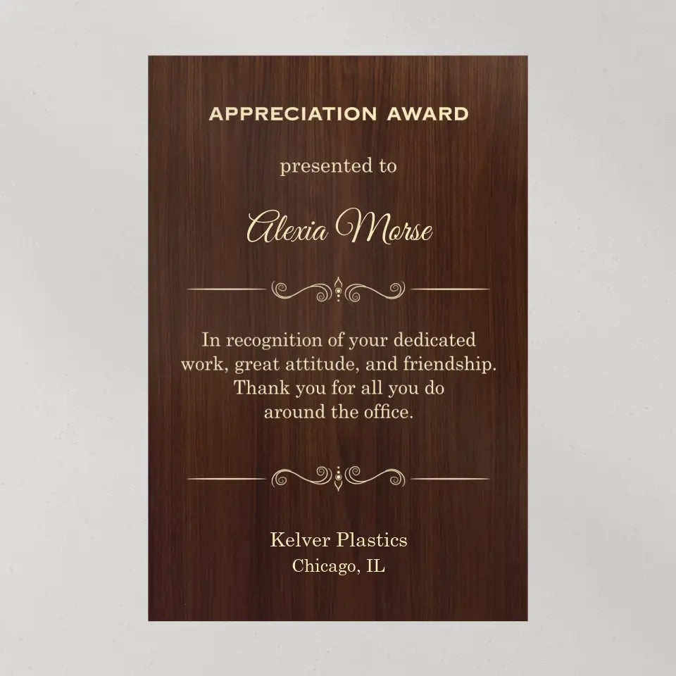 Appreciation Award Secretary Gift Personalized Canvas