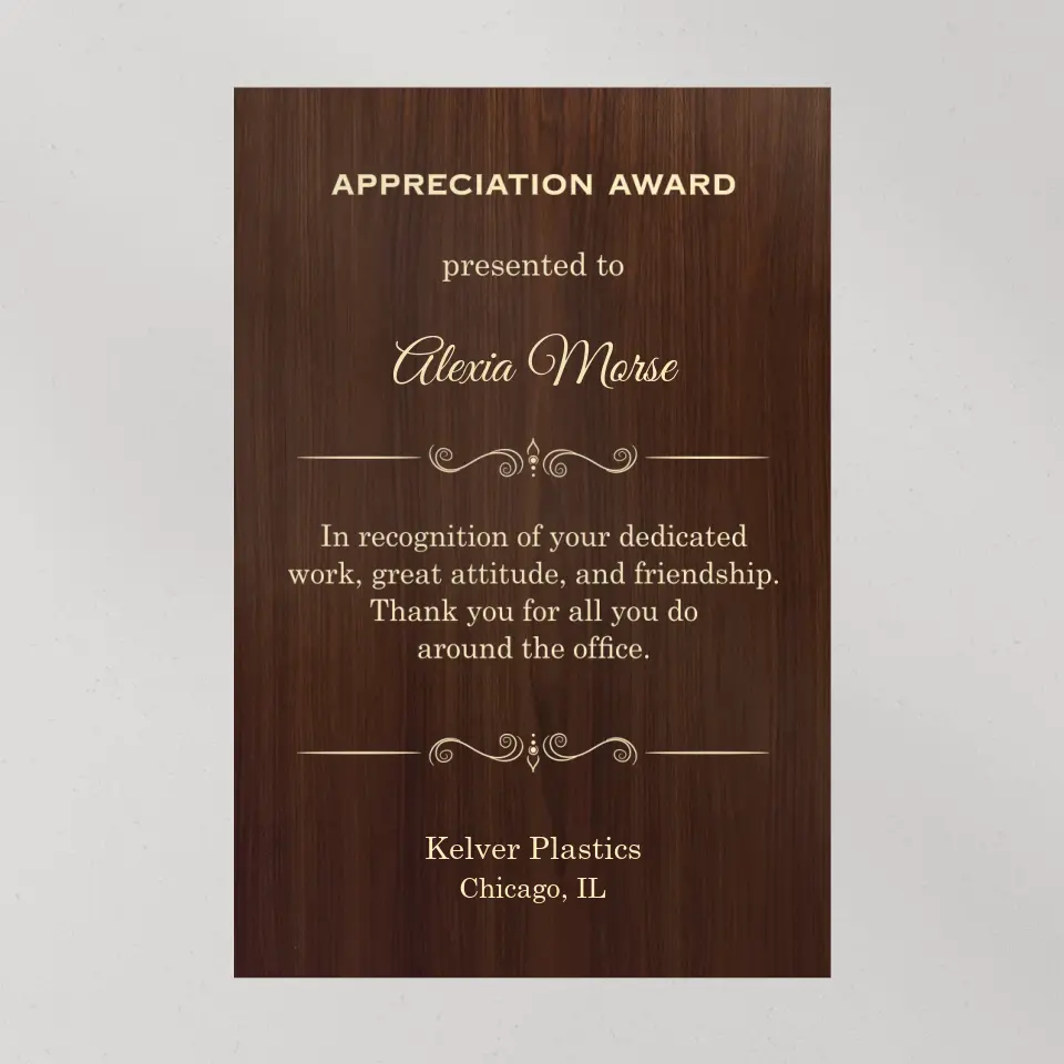 Appreciation Award Secretary Gift Personalized Canvas