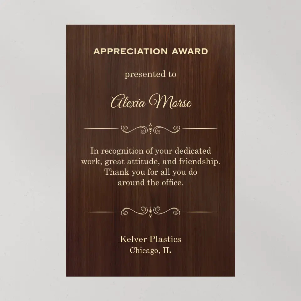 Appreciation Award Secretary Gift Personalized Canvas
