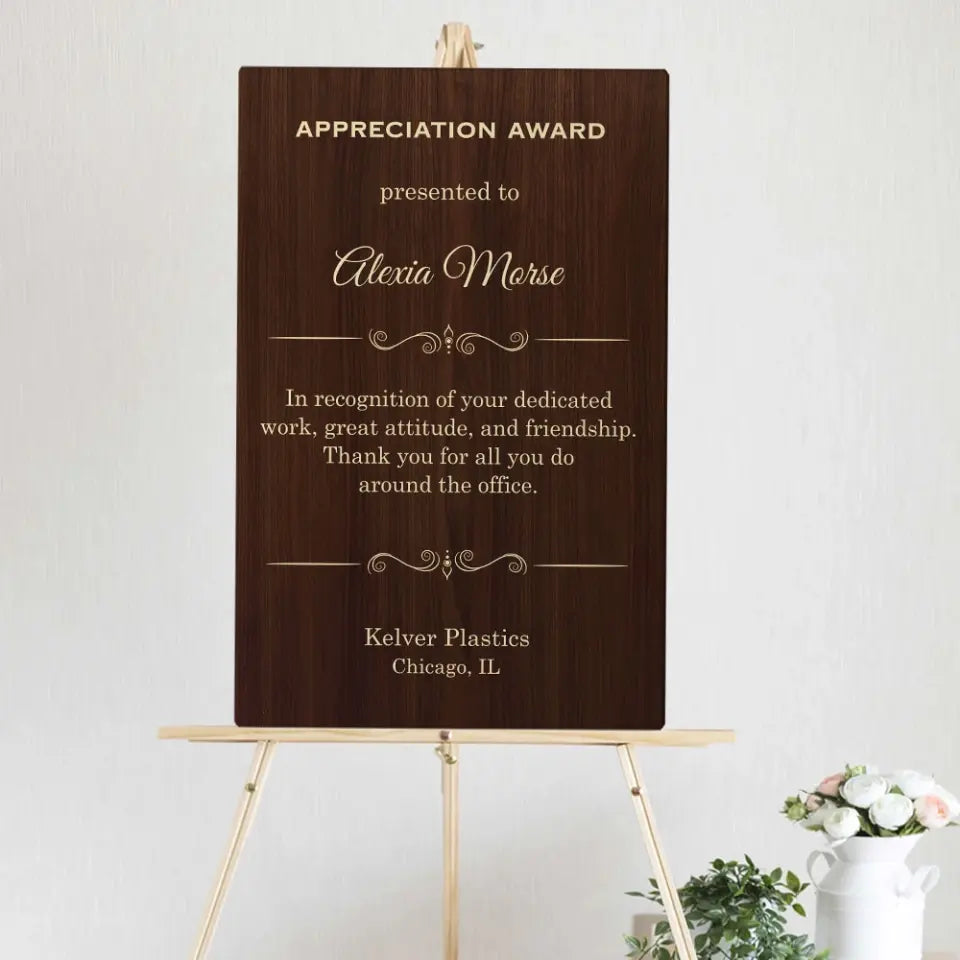 Appreciation Award Secretary Gift Personalized Canvas