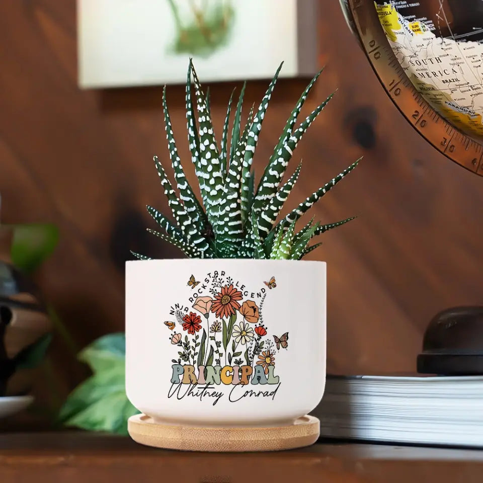 Ninja Rockstar Legend Principal - Ceramic Plant Pot - Appreciation, Thank You Gift for Principal