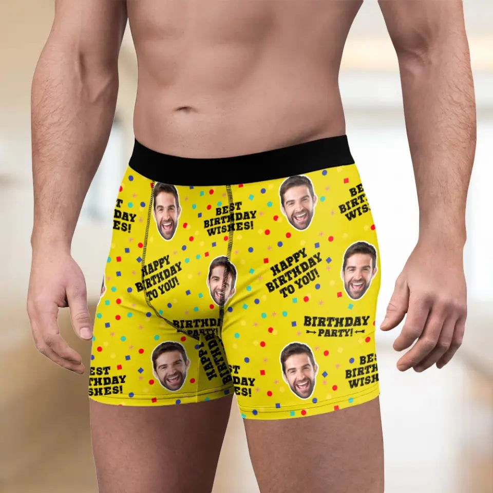 Best Birthday Wishes Men's Boxer Custom Face