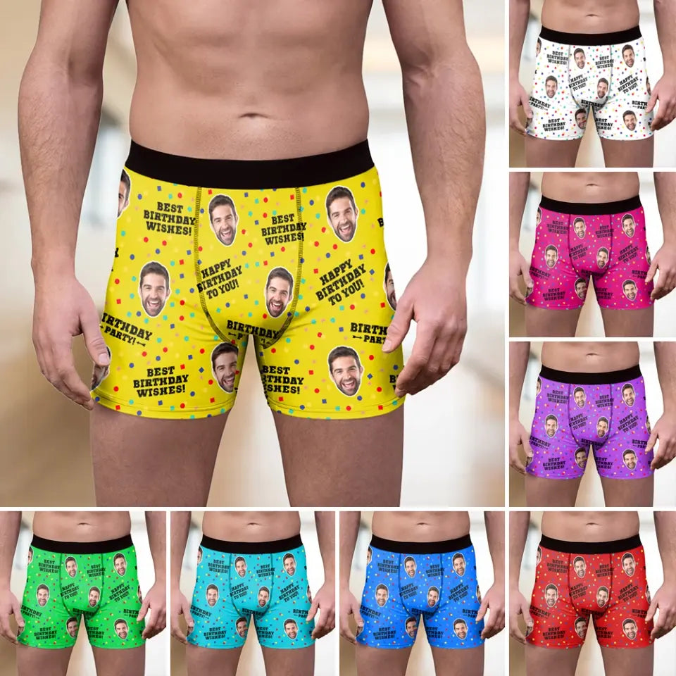 Best Birthday Wishes Men's Boxer Custom Face