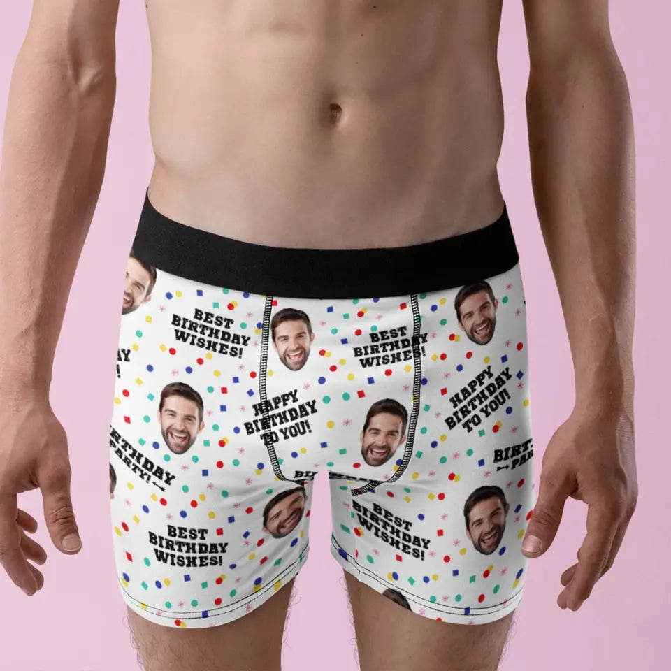 Best Birthday Wishes Men's Boxer Custom Face