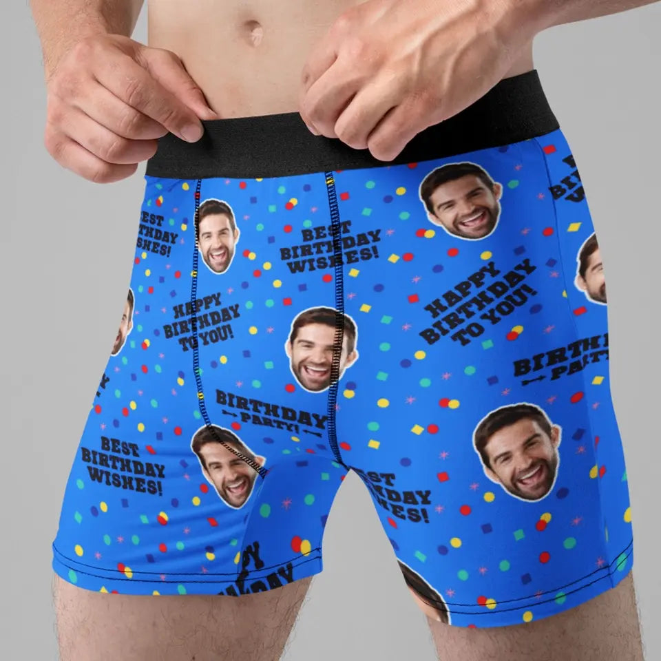 Best Birthday Wishes Men's Boxer Custom Face