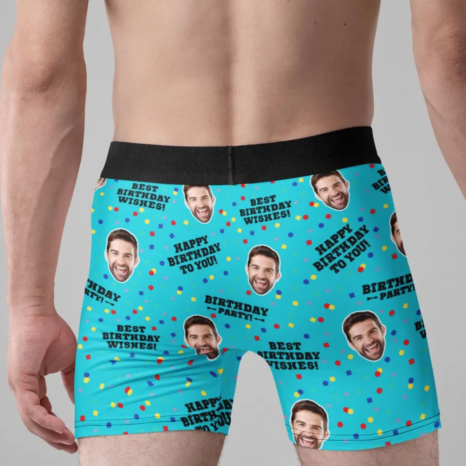 Best Birthday Wishes Men's Boxer Custom Face