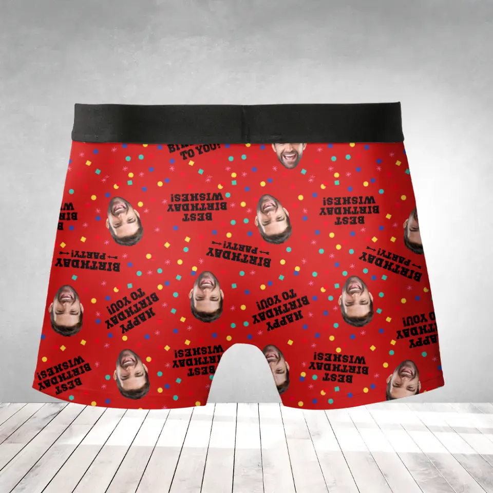 Best Birthday Wishes Men's Boxer Custom Face