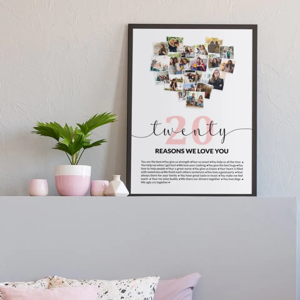 Twenty Reasons We Love You Upload Photo Canvas and Poster
