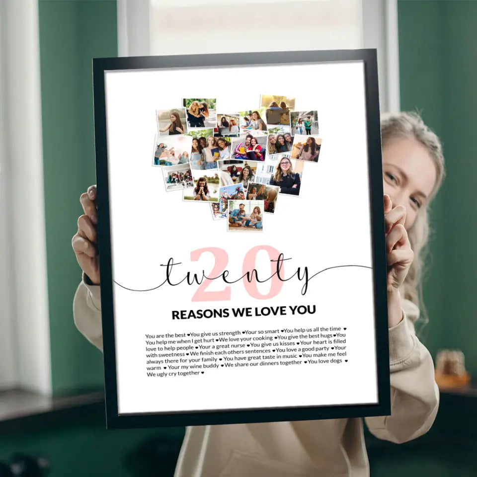 Twenty Reasons We Love You Upload Photo Canvas and Poster