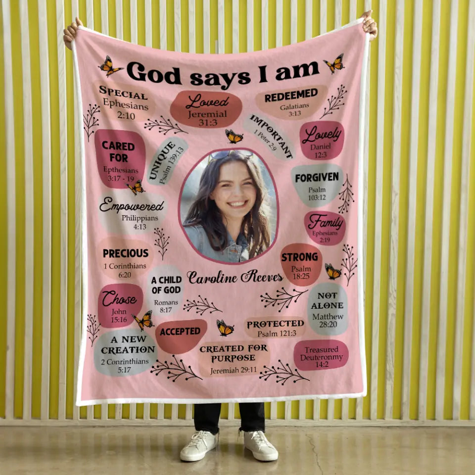 God Says I Am Personalized Fleece Blanket