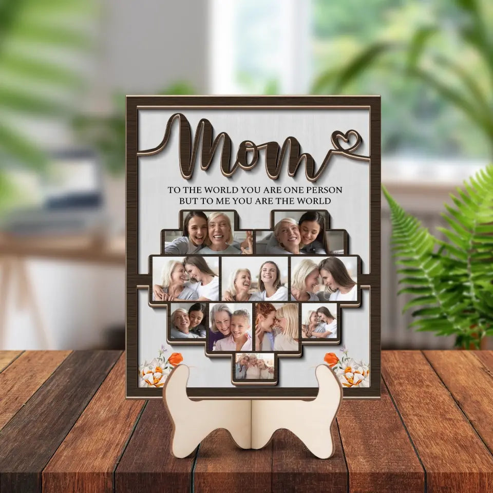 Mom Dad You Are The World Upload Photo Shape 2 Layer Wooden Sign