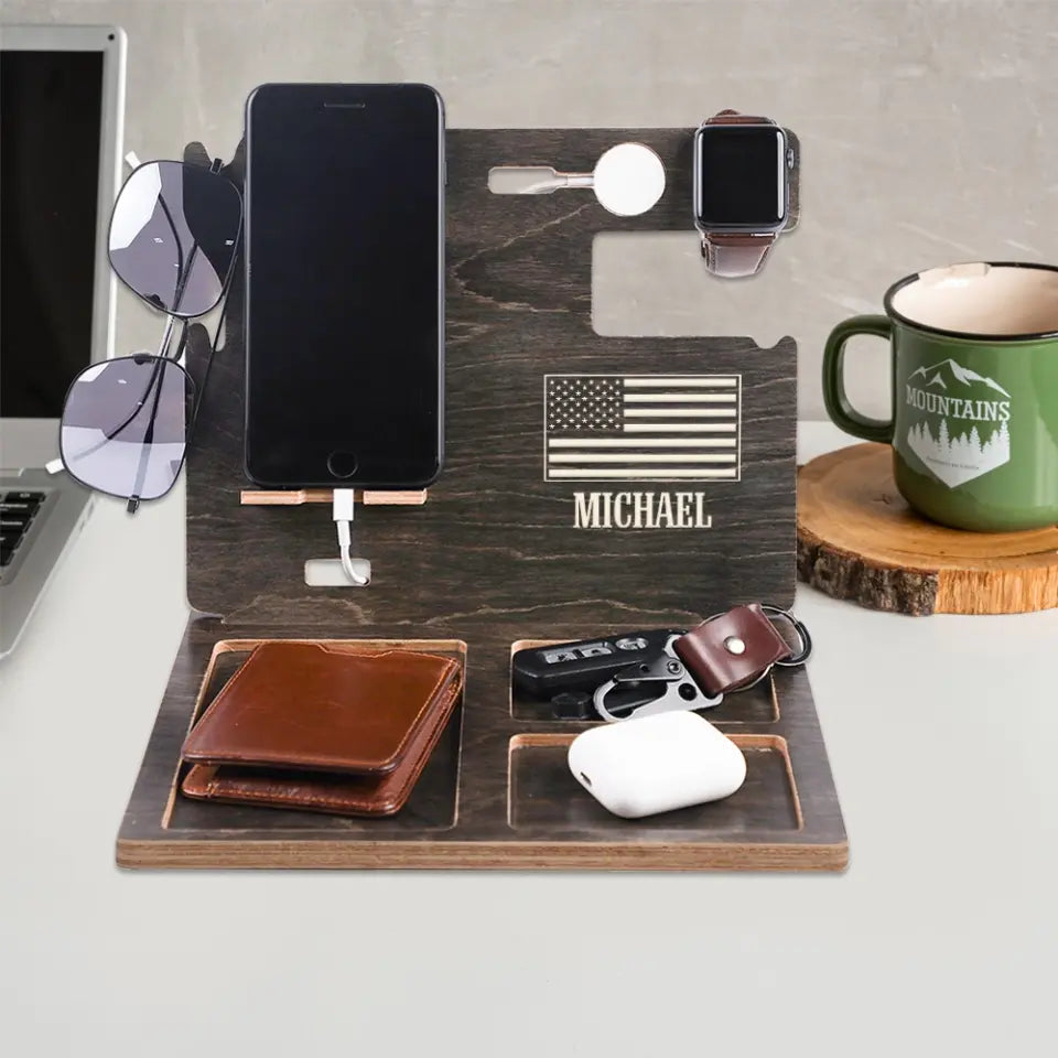 Put Your Stuff Here - Personalized Wooden Dock Station