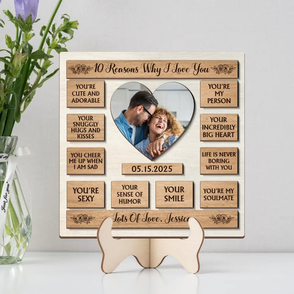 Couple Wooden Sign 10 Reasons Why I Love You - Shape 2 Layer Wooden Sign