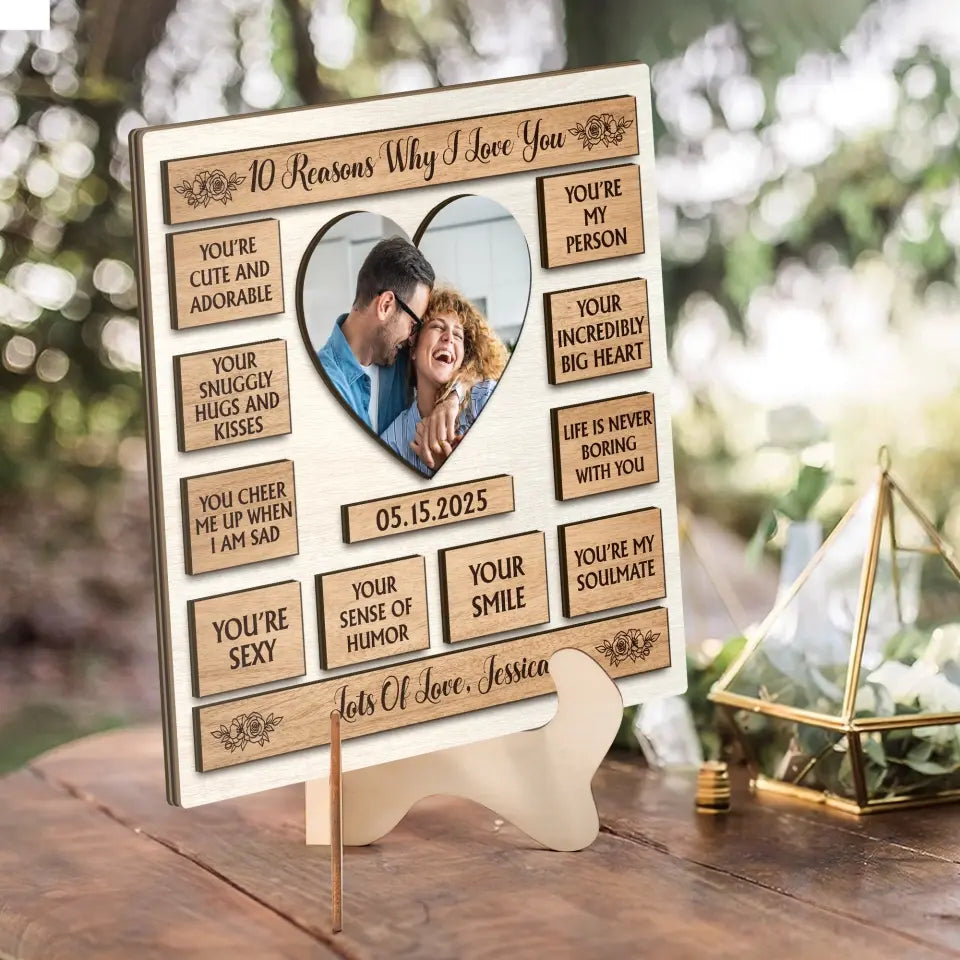 Couple Wooden Sign 10 Reasons Why I Love You - Shape 2 Layer Wooden Sign